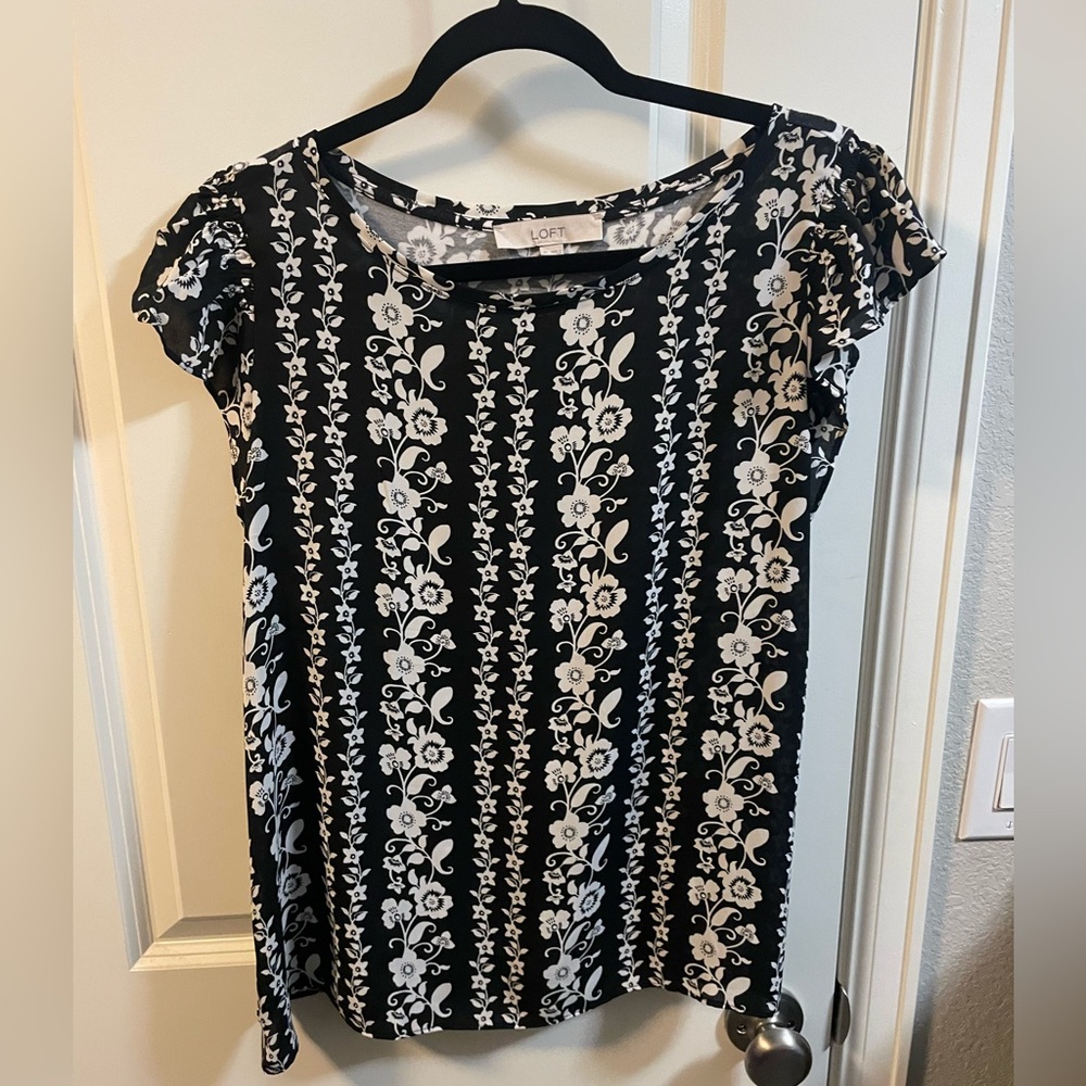 Loft black and white blouse